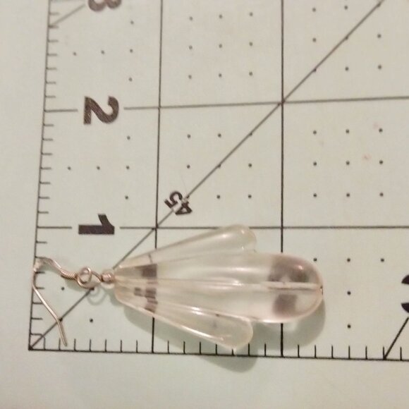 Clear Acrylic Drop Earrings Vintage Art Deco - Picture 3 of 3